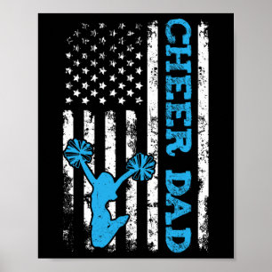 Cheer Dad Usa American Flag Cheerleader Dad Distre Poster