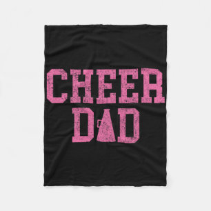 Cheer Dad Vintage Retro Cheerleading Pink Fleece Blanket