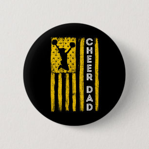 Cheer Dad Yellow Cheerleading Flag 6 Cm Round Badge