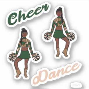 Cheer Dance Pom Stickers (Green Camo)