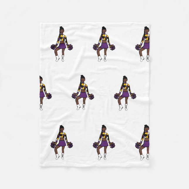Cheer/ Dancer Fleece Blanket Purple Yellow Camo (Front)