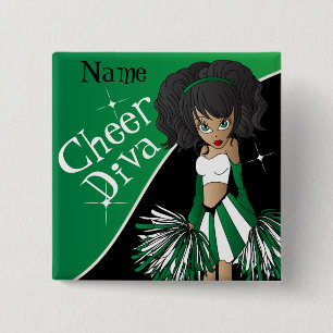 Cheer Diva Cheerleader Girl DIY Name Green 15 Cm Square Badge