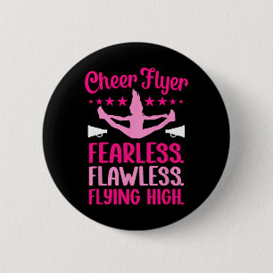 Cheer Flyer Fearless Flawless Fierce Cheerleading 6 Cm Round Badge