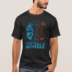 Cheer Football Cheerleading Mom Of Both Messy Bun T-Shirt
