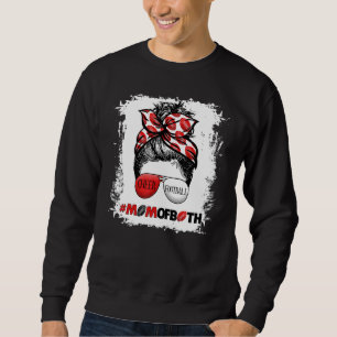 Cheer Football Cheerleading Mom Of Both Messy Hair Sweatshirt
