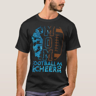 Cheer Football Cheerleading Mum Of Both Messy Bun T-Shirt