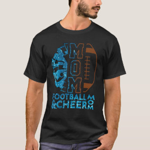 Cheer Football Cheerleading Mum Of Both Messy Bun T-Shirt