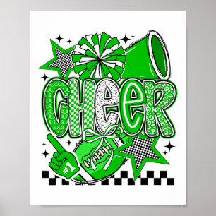 Cheer Footll Cheerleading Cheerleader Green Women Poster