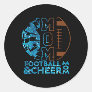 Cheer Footll Cheerleading Mum Of Both Messy Bun Bl Classic Round Sticker