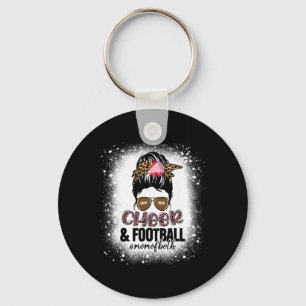 Cheer Footll Cheerleading Mum Of Both Messy Bun Bl Key Ring