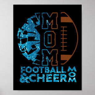 Cheer Footll Cheerleading Mum Of Both Messy Bun Bl Poster