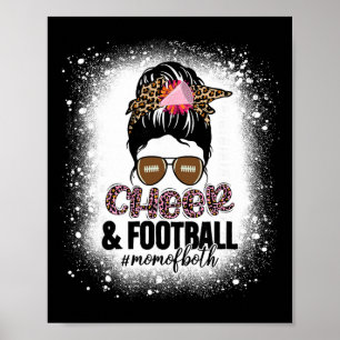 Cheer Footll Cheerleading Mum Of Both Messy Bun Bl Poster