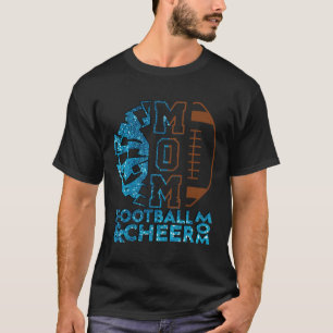 Cheer Footll Cheerleading Mum Of Both Messy Bun Bl T-Shirt