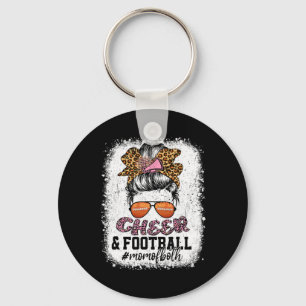 Cheer Footll Cheerleading Mum Of Both Messy Hair B Key Ring