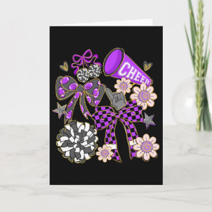 Cheer Footll Coquette Bow Game Day Cheerleader Pur Card