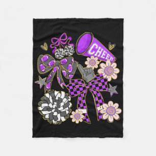 Cheer Footll Coquette Bow Game Day Cheerleader Pur Fleece Blanket