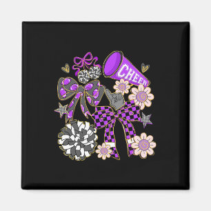 Cheer Footll Coquette Bow Game Day Cheerleader Pur Magnet