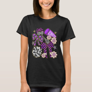 Cheer Footll Coquette Bow Game Day Cheerleader Pur T-Shirt