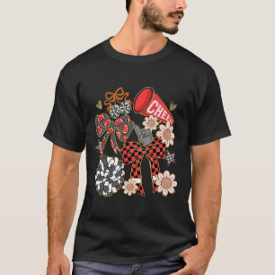 Cheer Footll Coquette Bow Game Day Cheerleader Red T-Shirt