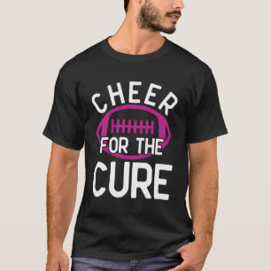 Cheer For The Cure Pink Ribbon Cheerleader Print T-Shirt