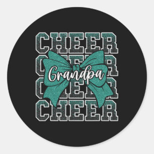 Cheer G-pa Grandpa Bow Sport Cheerleader Cheerlead Classic Round Sticker