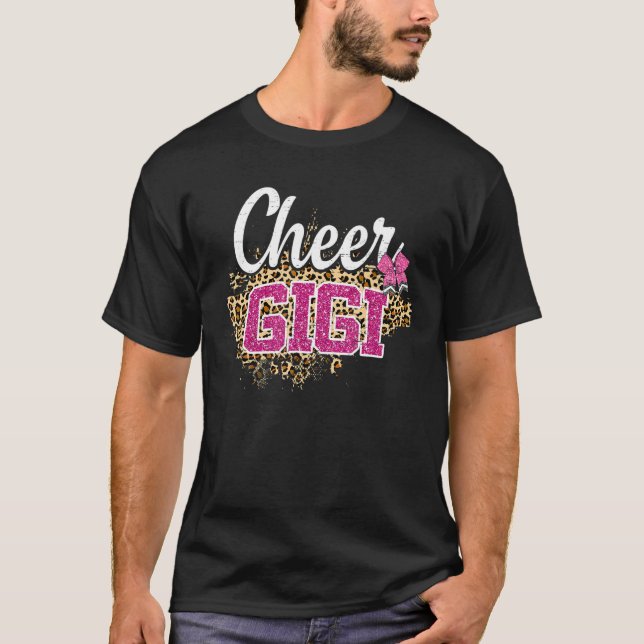 Cheer Gigi Biggest Fan Leopard Print And Pom Pom 1 T-Shirt (Front)
