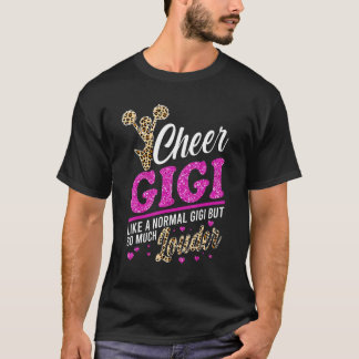 Cheer Gigi Biggest Fan Leopard Print And Pom Pom T-Shirt