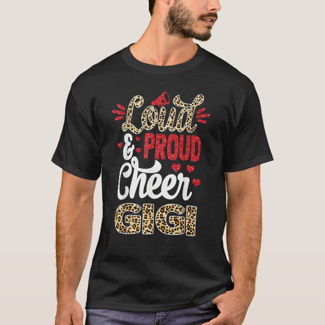 Cheer Gigi Biggest Fan Leopard Print And Pom Pom T-Shirt (Front)