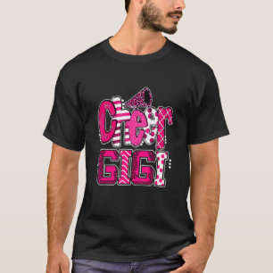 Cheer Gigi Biggest Fan Leopard Print And Pom Pom T-Shirt