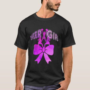 Cheer Girl Cheerleader Pyramid Bow Women Teens Che T-Shirt