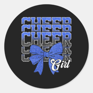 Cheer Girl Coquette Bow Cheerleading Cheerleader B Classic Round Sticker