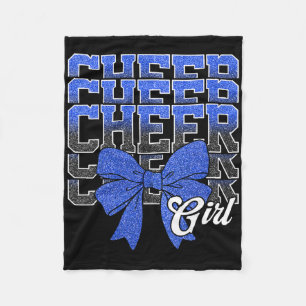 Cheer Girl Coquette Bow Cheerleading Cheerleader B Fleece Blanket