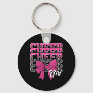 Cheer Girl Coquette Bow Cheerleading Cheerleader P Key Ring