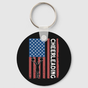 Cheer Girl Usa Flag Cheerleading Key Ring
