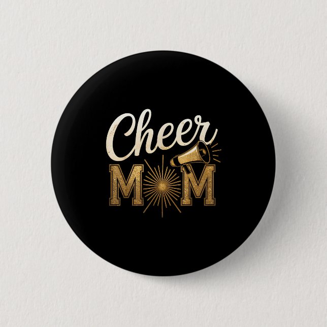 Cheer Gold Cheerleader Cheerleading Mom Game Day D 6 Cm Round Badge (Front)