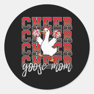 Cheer Goose Mom Coquette Bow Red Funny Sport Cheer Classic Round Sticker