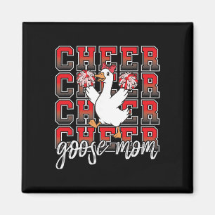 Cheer Goose Mom Coquette Bow Red Funny Sport Cheer Magnet