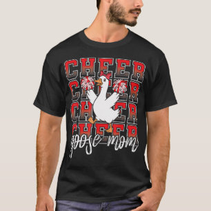 Cheer Goose Mom Coquette Bow Red Funny Sport Cheer T-Shirt