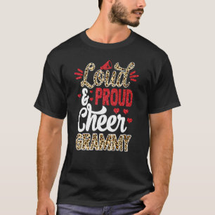 Cheer Grammy Biggest Fan Leopard Print And Pom Pom T-Shirt