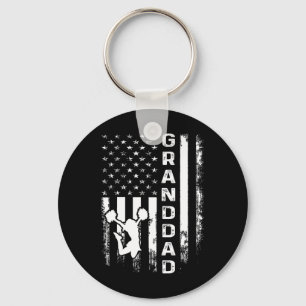Cheer Granddad American Flag Cheerleading Cheerlea Key Ring