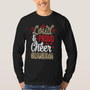 Cheer Grandma Biggest Fan Leopard Print And Pom Po T-Shirt