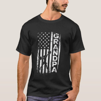 Cheer Grandpa American Flag Cheerleader Grandparen T-Shirt