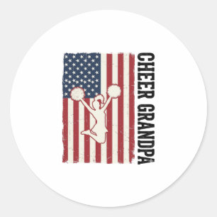 Cheer Grandpa Patriotic Vintage Flag Shirt Design_ Classic Round Sticker