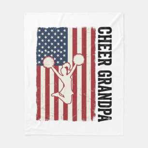 Cheer Grandpa Patriotic Vintage Flag Shirt Design_ Fleece Blanket