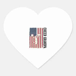 Cheer Grandpa Patriotic Vintage Flag Shirt Design_ Heart Sticker