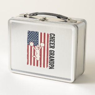 Cheer Grandpa Patriotic Vintage Flag Shirt Design_ Metal Lunch Box