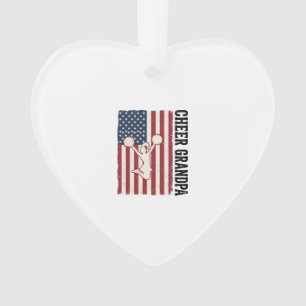 Cheer Grandpa Patriotic Vintage Flag Shirt Design_ Ornament