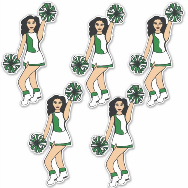 Cheer Green 14" x 14" Custom-Cut Vinyl Stickers #2 (Front)