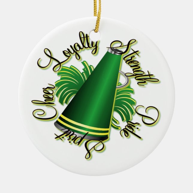 Cheer Green and Yellow Doubled-Sided Ornament (Front)