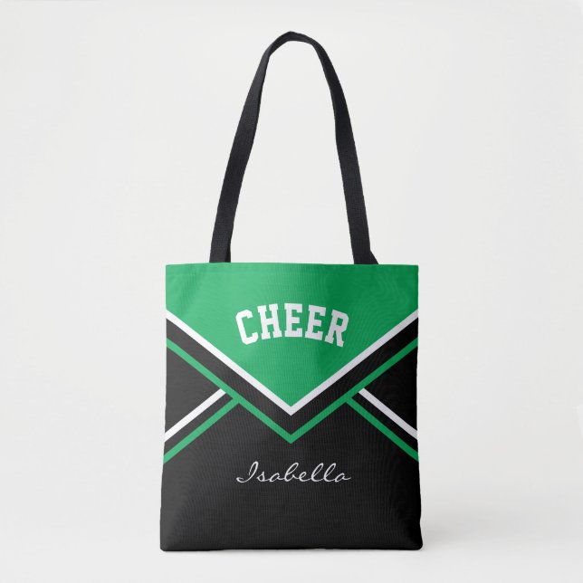 Cheer Green Cheerleader Outfit Tote Bag (Front)